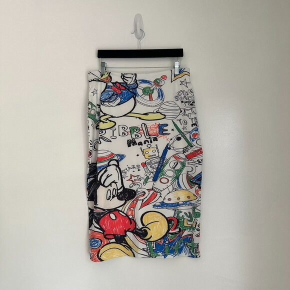 Mickey Mouse Donald Duck Scribble Space Theme Pencil Skirt Size XL (See Descrip) - Picture 13 of 13